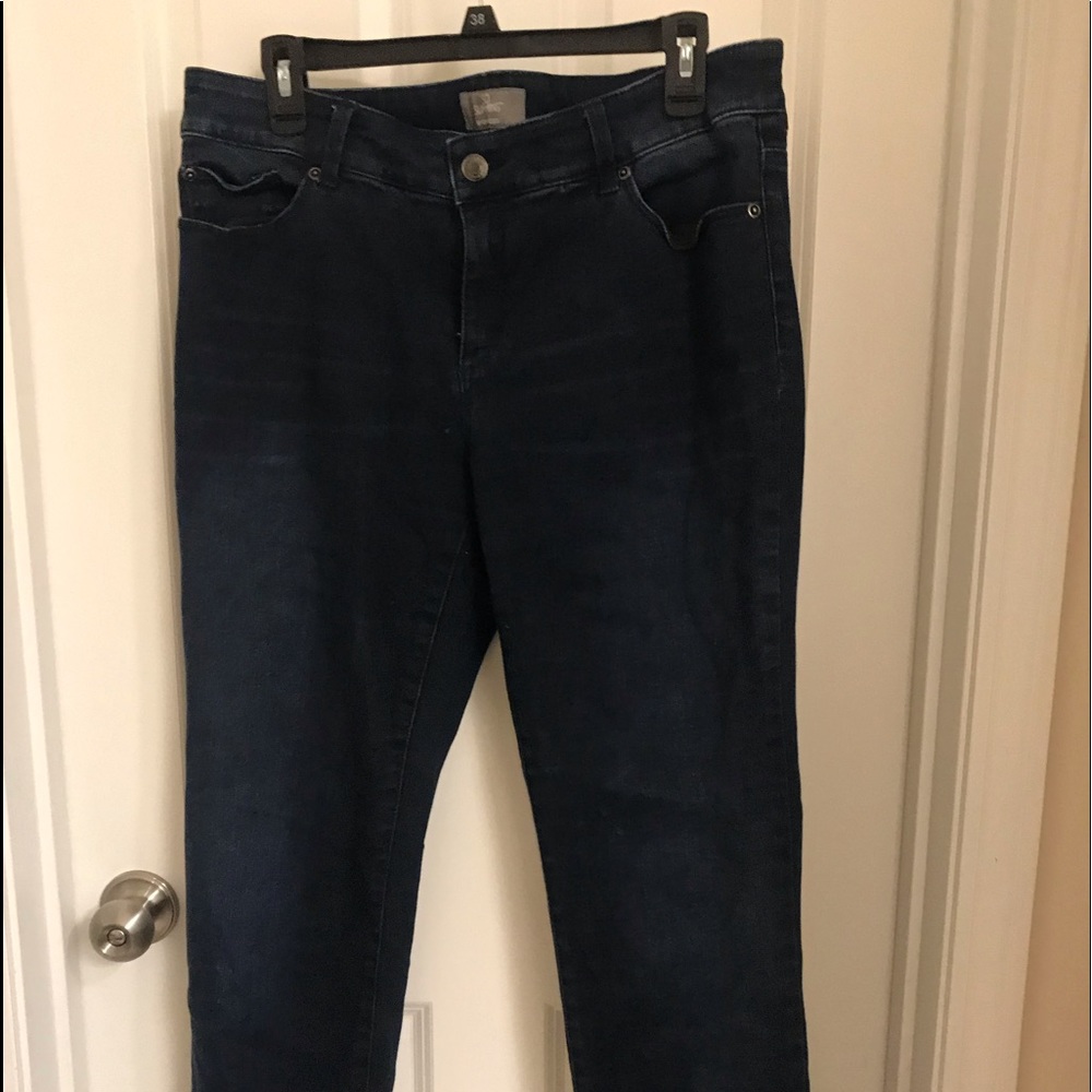 Chico’s super slim dark blue jeans